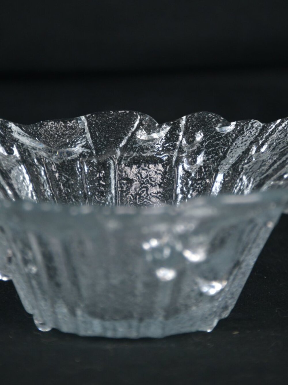 Blenko ‘ Melting Ice’ Clear Art Glass Bowl Designed By Don Shepard Freeform Chic